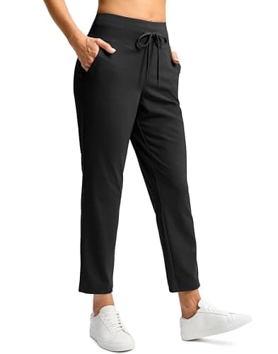 G Gradual Pants for Women High Waisted Golf Pants 2 Deep Pockets 7/8 Ankle Sweatpants for Athletic Travel Casual Lounge Work, Black, Small - Image 1