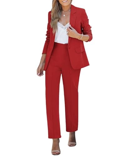 Luvamia Red Pants Suit for Women - Two Piece Set, Date Night Outfit, Medium (Fits Size 8-10) - Image 1