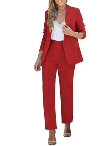 Luvamia Red Pants Suit for Women - Two Piece Set, Date Night Outfit, Medium (Fits Size 8-10) - Image 1