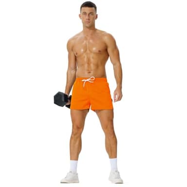AIMPACT Mens Mesh Running Shorts Gym Athletic Workout Shorts for Men 3 inch Sports Shorts with Pocket(Orange L) - Image 2