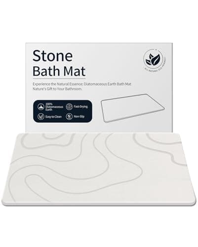 ZIKIBL Stone Bath Mat Diatomaceous Earth Shower Mat Non-Slip Super Absorbent Diatomite Stone Mats for Bathroom Floor/Ktichen Cuonter Quick-Drying Easy to Clean (24''*16''White) - Image 1