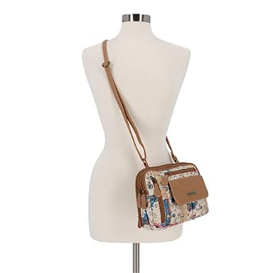 MultiSac Women's Zippy Triple Compartment Crossbody Bag, Pretty Patch/Hazelnut, One Size - Image 5