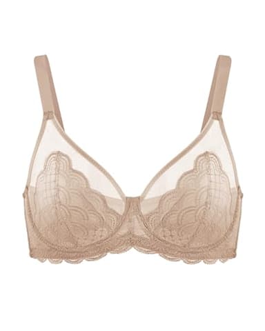 HSIA Minimizer Bras for Women Large Bust Full Coverage Lace Plus Size Bra - Mermaid Scales Beige Brown - Image 4