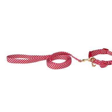 Dolly Doggy Parton Dog Harnesses and Leash/Collar Set Collection, Red Gingham Collar Leash Set, Large - Image 1