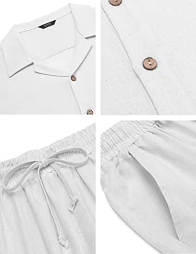 COOFANDY Men 2 Piece Linen Sets Outfits Beach Wedding Shirts and Pants Leisure Suit - Image 5