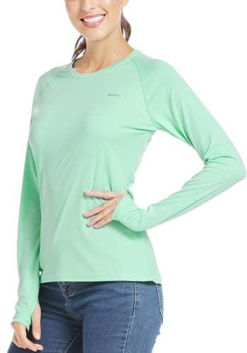 Willit Women's UPF 50+ Sun Protection Shirt Long Sleeve SPF UV Shirt Rash Guard Swim Hiking Fishing Tops Lightweight Light Green L - Image 2