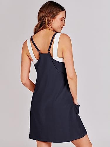 ANRABESS Women Athletic Dress Summer Tennis Workout Active Sports Mini Romper Dress Built in Shorts Travel Vacation Clothes Navy Blue X-Smal - Image 5