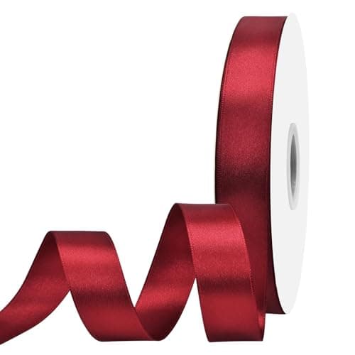 Maclemon 7/8 inch Wide 100 Yards Double Face Wine Red Satin Ribbon Fabric Ribbon for Gift Wrapping Very Suitable for Weddings Decoration Bouquet Balloons Arts Craft Sewing Hair Bow Invitation - Image 1