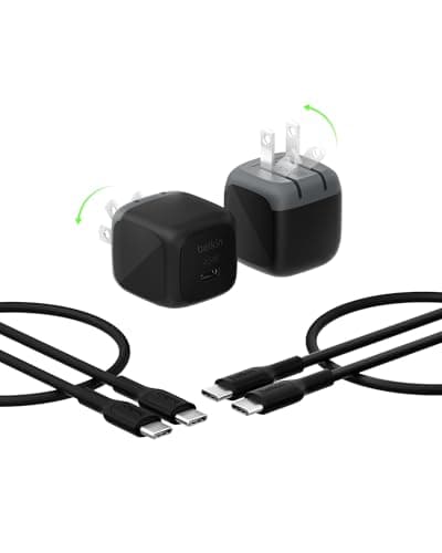 Belkin USB C Charger Block 45W (2 Pack) - USB C Cable Included - PD3.1 PPS Fast Charging - Samsung Galaxy S25, S24, Apple iPhone 17, Air, Pro, Pro Max, Google Pixel 10, Nintendo Switch, etc - Black - Image 1