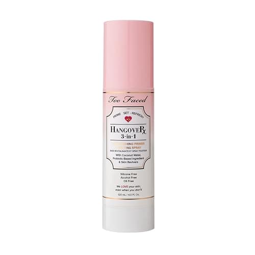 Too Faced Hangover 3-in-1 Primer & Setting Spray | Soothing & Hydrating Setting Spray for Face Makeup | Coconut Water | 4 Fl Oz, Clear - Image 1