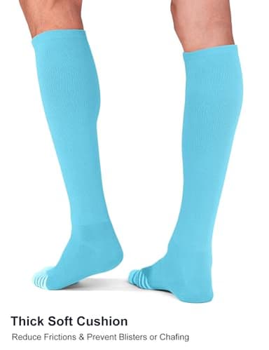 FITRELL 2 Pack Baseball Soccer Softball Socks for Kids Youth Men & Women Over-the-Calf Knee High Socks, nfl, Light Blue/Columbia Blue, Medium - Image 5
