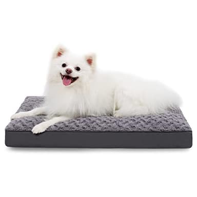 Dog Crate Bed Waterproof Dog Bed for Medium Pets Rose Velvet Soft Fluffy Washable with Removable Cover & Anti-Slip Bottom, 29 x 18 Inch, Gray - Image 1