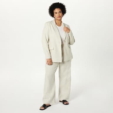 The Drop Women's Blake Long Blazer, Natural Linen, 2X, Plus Size - Image 7