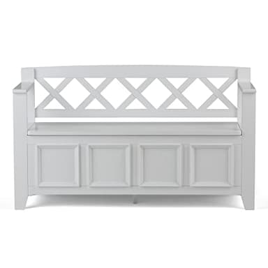 SIMPLIHOME Amherst Entryway Storage Bench - 48 inch Wide Solid Wood Hallway Seat in White, Transitional Bench for Entryway or Living Room with Lift-Up Lid and Spacious Storage - Image 8