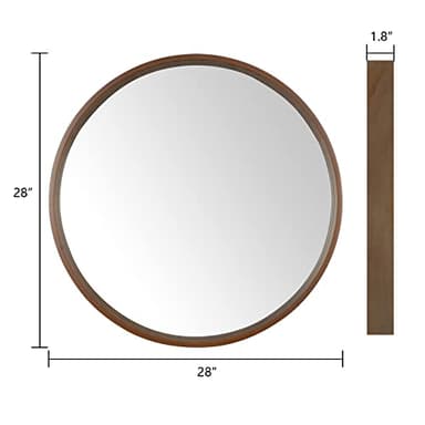 WallBeyond Circle Mirror with Wood Frame, 28" Round Modern Decoration Large Home Decor Mirror for Bathroom Living Room Bedroom Entryway (28" Diameter, Walnut) - Image 7