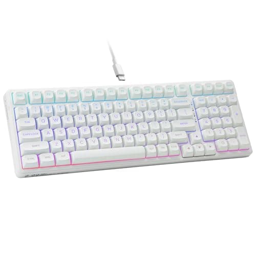 HUO JI E-Yooso Creamy Mechanical Keyboard Wired, Hot Swappable, Pre-lubed Linear Switches, Gasket Structure with Sound Dampening Foam, RGB Backlit, 99 Keys Custom Gaming Keyboard for PC/Mac,White - Image 1