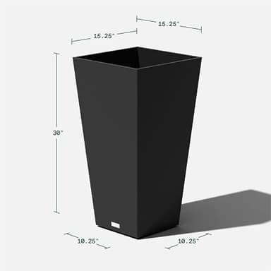 Veradek V-Resin Indoor/Outdoor Taper Planter, Set of 2 (30 inch, Black) - Image 2