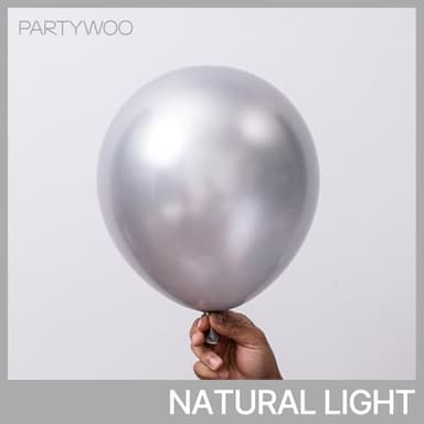 PartyWoo Metallic Silver Balloons 155 pcs Different Sizes Pack of 18 12 10 5 Inch Chrome Silver Balloon Arch Kit Garland for Graduation New Year Wedding Birthday Party Decorations Silver-G102 - Image 3