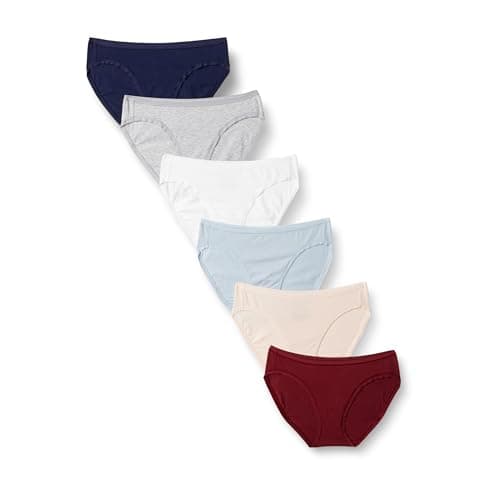 Amazon Essentials Women's Cotton Bikini Brief Underwear (Available in Plus Size), Pack of 6, Cool Colors/Warm Shades, X-Large - Image 1