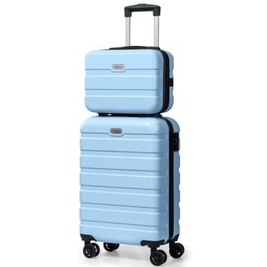 AnyZip Carry On Luggage 2PCS Luggage Set PC ABS Hardshell Lightweight Suitcase TSA Lock with 4 Spinner Wheels(14/20, Light Blue) - Image 1