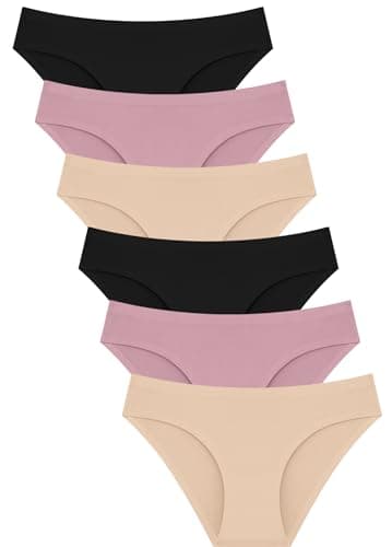 FINETOO 6 Pack Women’s Seamless Hipster Underwear No Show Panties Invisibles Briefs Soft Stretch Bikini Underwears XS-XXL(XS) - Image 1