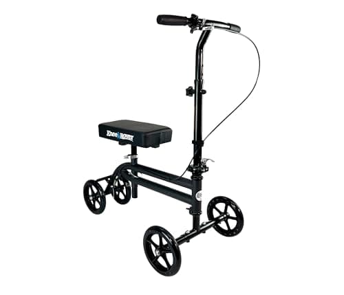 KneeRover Economy Knee Scooter Steerable Knee Walker for Adults for Foot Surgery, Broken Ankle, Foot Injuries - Foldable Knee Rover Scooter for Broken Foot Injured Leg Crutch (Black) - Image 1
