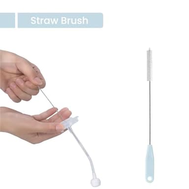 Ariseno 5-in-1 Baby Bottle Cleaner Set, Including Nylon & Silicone Bottle Brush, Cap, Straw & Nipple Brushes, BPA-Free (Grey) - Image 8