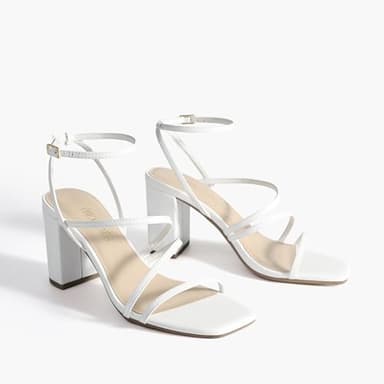 DREAM PAIRS Women's Heels Chunky Block Strappy Square Open Toe Ankle Buckle Heeled Sandals Wedding Party Dress Shoes Indie,Size 7,White,SDHS2428W - Image 5