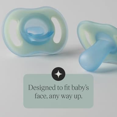 Tommee Tippee Stay Put Pacifier Set, Contains 2 Ultra-Light StayPut Glow in The Dark Pacifiers and 2 Ultra-Light StayPut Pacifiers, 0-6 Months, Colors May Vary, One-Piece Silicone Design, Pack of 4 - Image 7