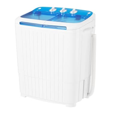 SUNCROWN Portable Washing Machine 16lbs, Compact Twin Tub Semi Automatic Washer, Energy-Saving Mini Laundry Combo with Extended Drain Hose & Pump for Dorms, Apartments, RV, Blue - Image 1