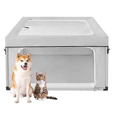 EHEYCIGA 42x42x26 Inches Puppy Playpen for Dogs & Cats Indoor or Outdoor - Dog Play Pen with Door, Dog Fence for Small Pets with Heavy-Duty Oxford & Steel Frame, with Cover - Image 1