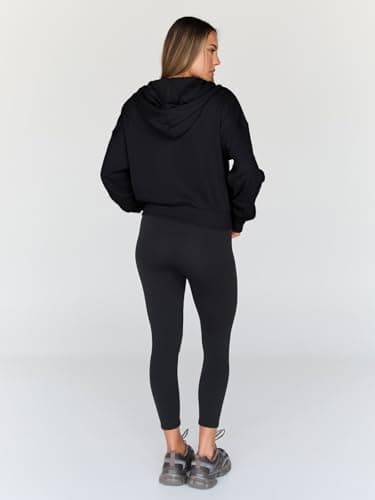 Trendy Queen Hoodies for Women Full Zip Up Cropped Sweatshirts Jackets Casual Comfy Gym Tops Fall Outfits Winter Clothes 2025 Cute Y2k Fleece Sweaters Teen Girls Pullover Black M - Image 5