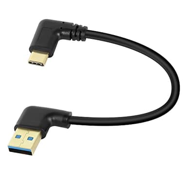 GELRHONR Gold Plated Short Right Angle USB Type C Cable, 90 Degree 18W Fast Charging USB A to USB C Cable (Black-Right-0.25M-Gold Plated) - Image 1