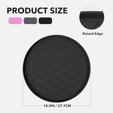 Silicone Pet Food Mat - Waterproof Dog & Cat Feeding Mat with High Lip to Prevent Spills & Protect Floors, Black - Image 4