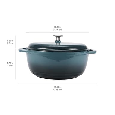 Amazon Basics Cast Iron Dutch Oven Pot with Lid, Enameled, Round, Dual Handles, Heavy-Duty, Medium, 6-Quart, Gray - Image 2