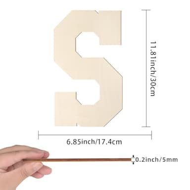 Wooden Letters 12 Inch, Large Wooden Letter S Shape Cutout Big Unfinished Vintage Sports Varsity Style Wood Alphabet Letters for Wall Decor Nursery Name Painting Crafts Party Room Home Decoration - Image 2