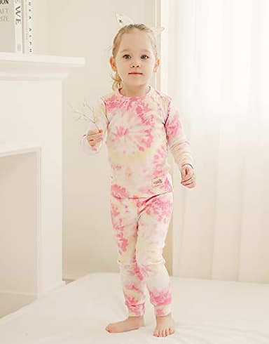 VAENAIT BABY Kids Junior 100% Cotton Sleepwear Pajamas 2pcs Set Tiedye-Pinkyellow-254 S - Image 3
