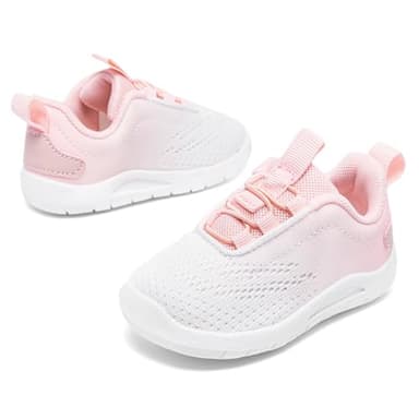 MORENDL Toddler Sneakers Baby Slip On Walking Shoes Non-Slip Breathable Boys & Girls Running Shoes Infant Tennis Shoes White Pink 9-12 Months Size 4.5 - Image 3