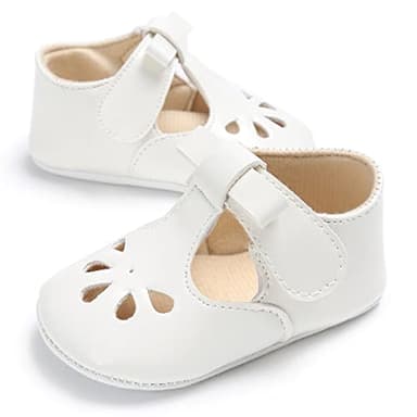 LAFEGEN Baby Girls Mary Jane Flats with Bownot Non Slip Soft Sole PU Leather Newborn Infant Toddler First Walker Cirb Dress Shoes, 0-6 Months Infant, 15 White - Image 5