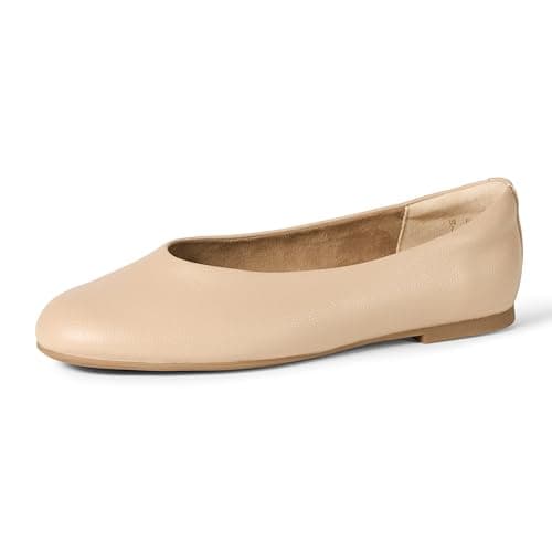 Amazon Essentials Women's Glove Ballet Flats, Beige Faux Leather, 7.5 - Image 1