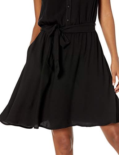 Amazon Essentials Women's Sleeveless Relaxed-Fit Woven Shirt Dress, Black, Large - Image 3