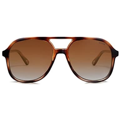 SOJOS Retro Polarized Aviator Sunglasses Womens Mens Classic 70s Vintage Trendy Square Aviators SJ2174, Amber Brown Tortoise/Brown - Image 2