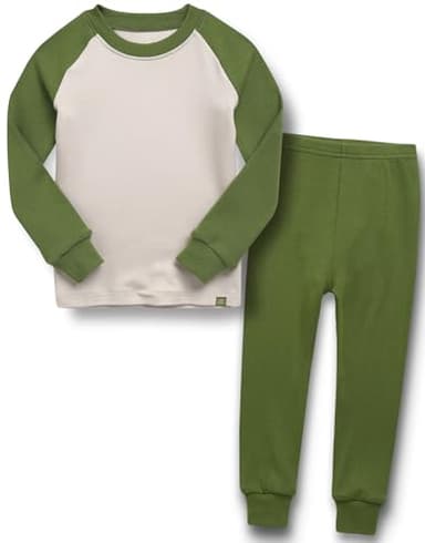 Vaenait Kids Toddler Long Sleeve Modal Sleepwear Pajamas 2pcs Set Modalraglan Olive XL - Image 1