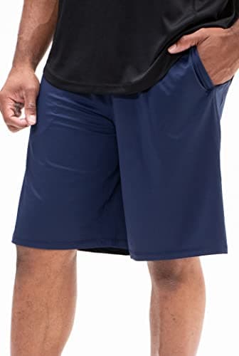 DEVOPS Men's 2-Pack Loose-Fit 10" Workout Gym Shorts with Pockets (X-Large, Black/Navy) - Image 4