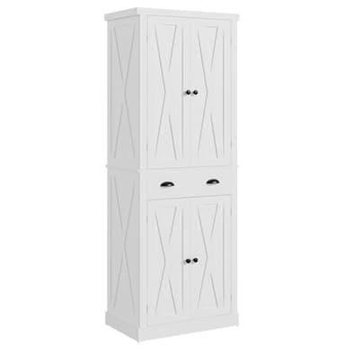 IRONCK Kitchen Pantry Storage Cabinet 72.6" H x 24" W, with Barn Doors, Drawer, 4 Adjustable Shelves, Freestanding Cupboard, Laundry, White - Image 1