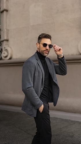 PJ PAUL JONES Casual Knit Blazer Jackets Classic Slim Fit Two Button Sport Coat for Men Grey M - Image 4