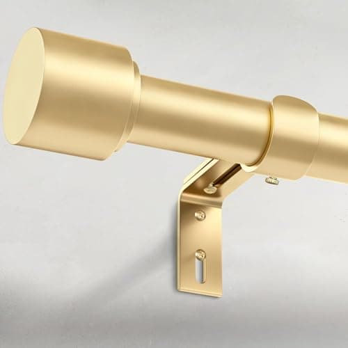 GEEBOBO Gold Curtain Rods for Windows 66 to 120 Inch, 1 Inch Adjustable Heavy Duty Easy Install Curtain Rods Set for Outdoor, Patio, Farmhouse, Bedroom, Living Room (Gold, 30"-120") - Image 1