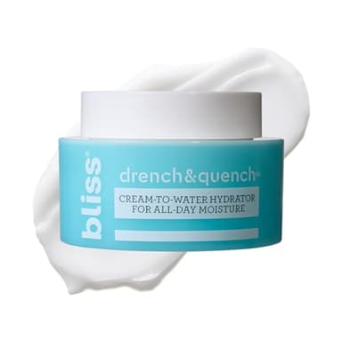Bliss Drench & Quench Hyaluronic Acid Cream to Water Moisturizer | Lightweight Face Cream with 4 Types of Hyaluronic Acid for All Day Hydration and Plump Skin | Clean Vegan & Cruelty Free 1.7 fl oz - Image 1