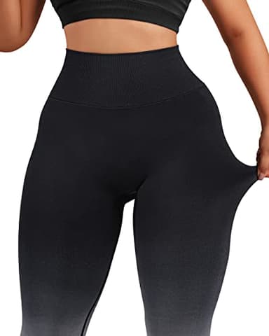 SUUKSESS Scrunch Butt Lifting Seamless Leggings for Women Booty High Waisted Workout Yoga Pants (Ombre Black, XS) - Image 3
