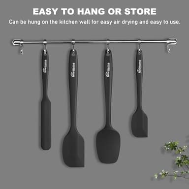 NileHome Silicone Spatula Set, Food Grade Rubber Spatula High Heat-Resistant Premium BPA-Free One Piece Seamless Design Cooking Spatulas Dishwasher Safe BPA-Free 4 pack (Black) - Image 7